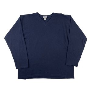 Vintage Aeropostale Wool V-Neck Sweater Navy Blue Pullover Jumper Mens Medium